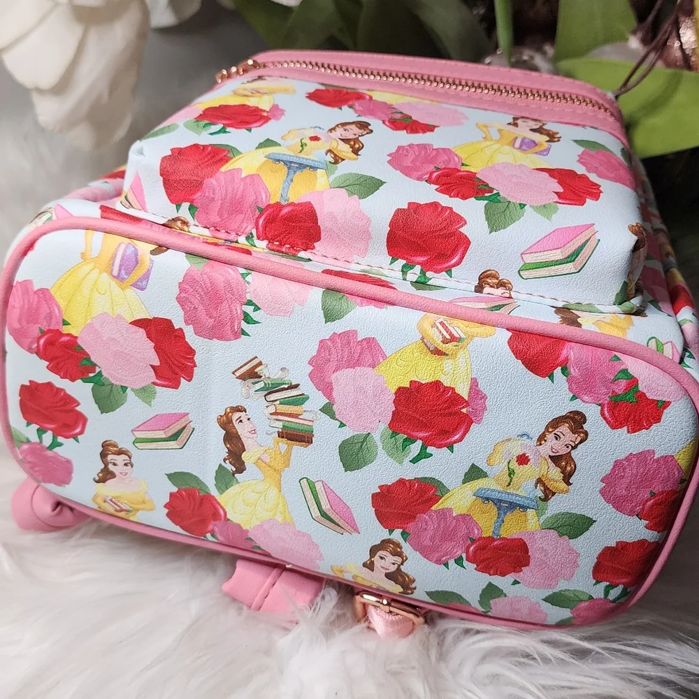 Loungefly Disney Beauty and the Beast Allover Print Womens Double Strap Shoulder - Picture 6 of 6